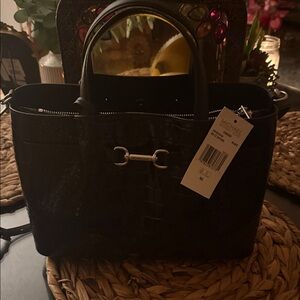 Michael Kors Black Croc-Embossed Satchel